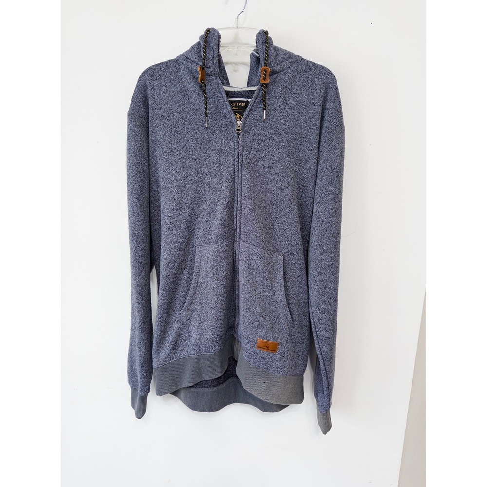 Quiksilver Mens sz XXL Full Zip Fleece Hoodie Grey Fleece surfer skater